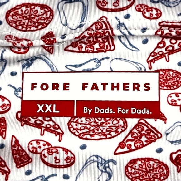 Fore Fathers Golf Polo Shirt Men's 2XL White Red Pizza Pepper Short Sleeve Dads - Picture 2 of 7